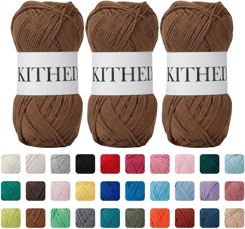 KITHED Cotton Yarn，10.5oz，526yard，3 Pack ，Soft Yarn for Crocheting and Knitting (33 Caramel) - Image 1